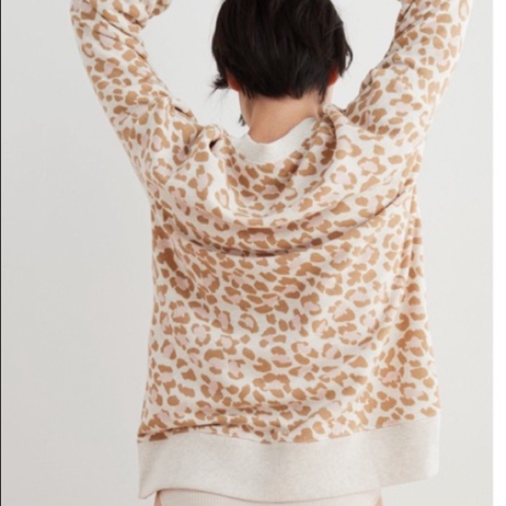 Aerie American Eagle Leopard Animal Print Pullover Oversized Sweater - Picture 6 of 15